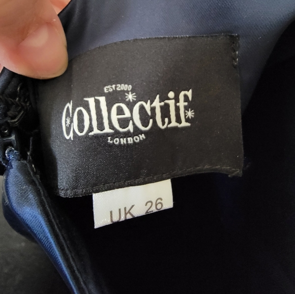 Satin Blue swing dress with creamy-white satin sash - Women's Plus Size - NWT - Picture 3 of 10